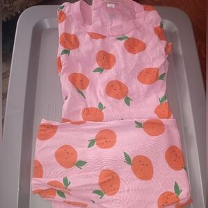 Hanna Andersson Tangerine Happy Face Organic cotton Pajamas Long Johns